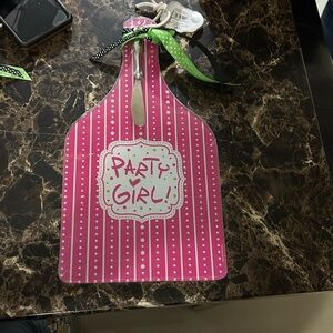 Pink 'Party Girl' Cutting Board with Knife